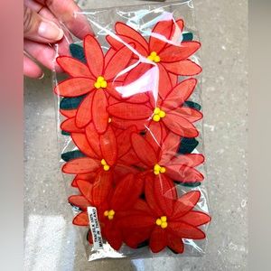 NWT 8 silk napkin rings w holiday poinsettia style for a beautiful table! 🎅🏻